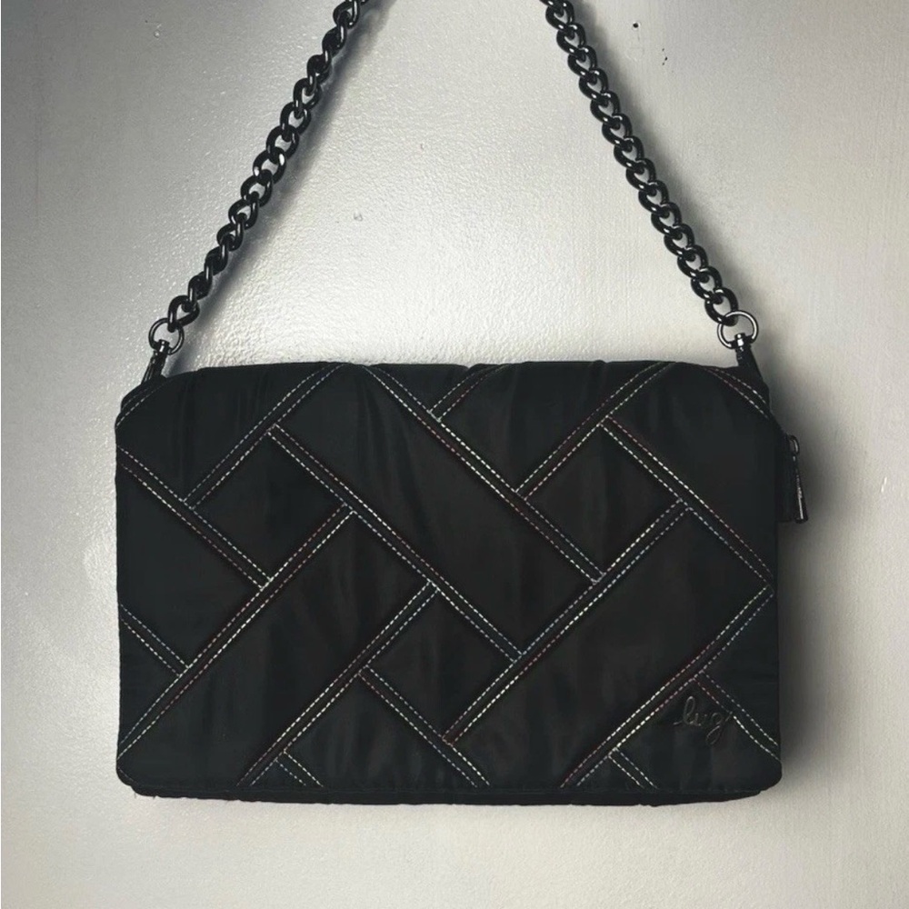 Lug Black Geometric Quilted Shoulder Bag